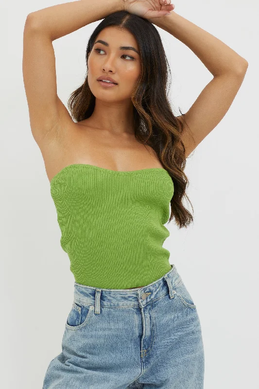 Flora Strapless Knit Top Green Off-shoulder unclassified dresses