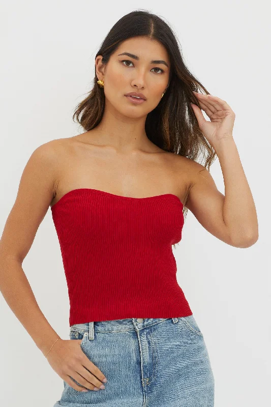 Flora Strapless Knit Top Wine Petite unclassified dresses