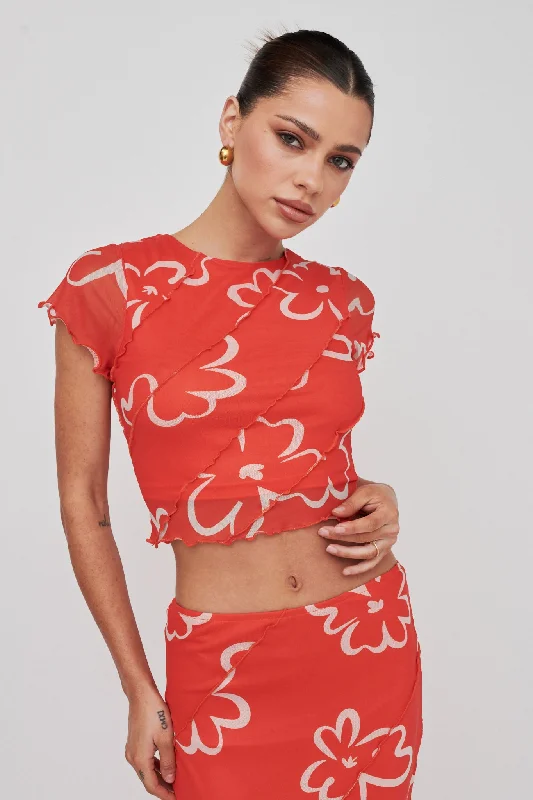 Gold Rush Crop Top Print Orange Spring unclassified dresses