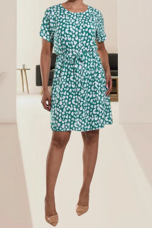 Green And White Printed Tie Front Dress Bodycon unclassified dresses
