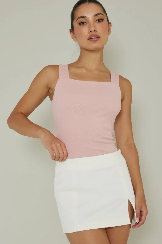 High Time Square Neckline Leotard Blush Luxury unclassified dresses