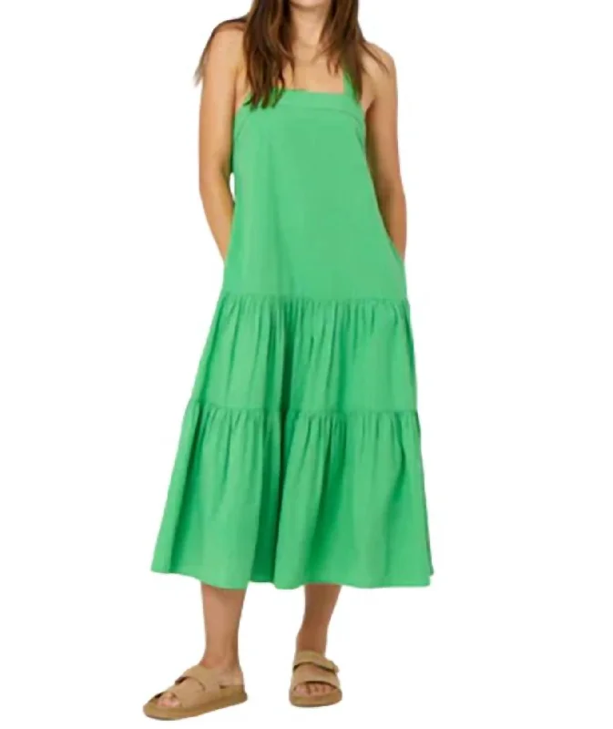Jean Midi Dress In Green Bohemian Midi Skirt