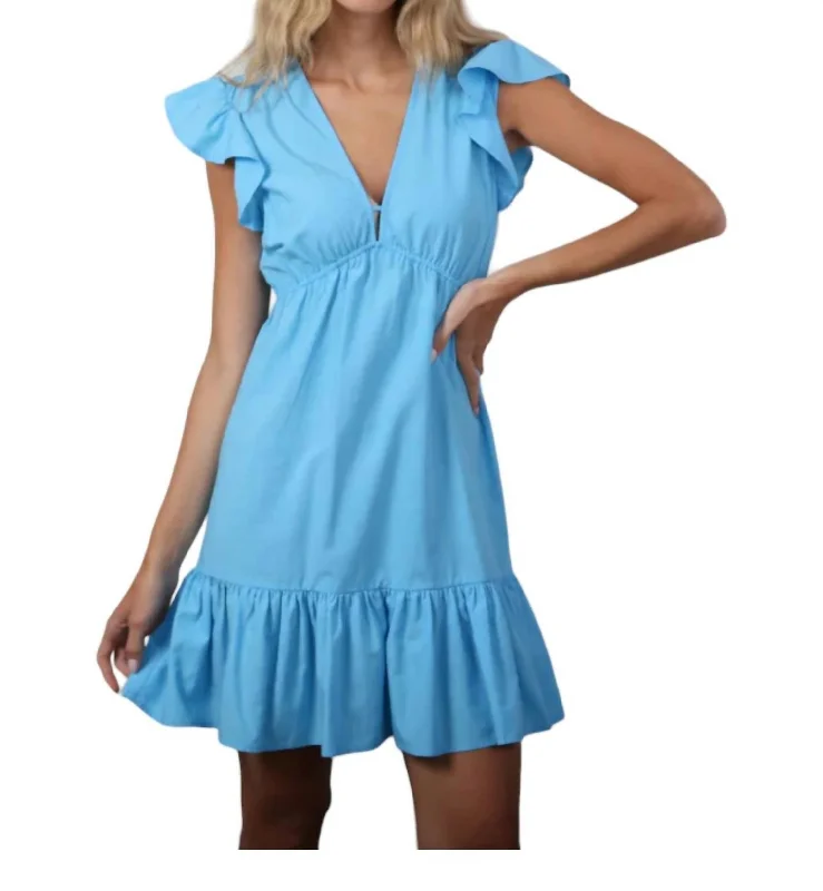 Josie Empire Waist Dress In Azure Blue High-end unclassified dresses