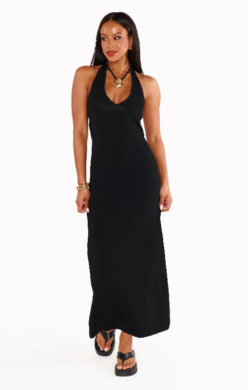 Kate Halter Dress ~ Black Knit Club unclassified dresses