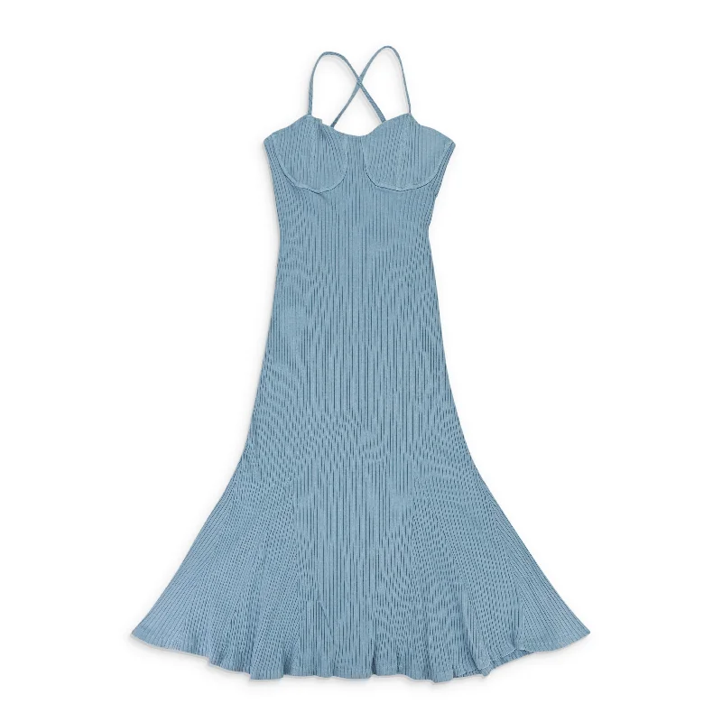 KITS RIB KNIT BLUE MIDI DRES Cozy Midi Dress