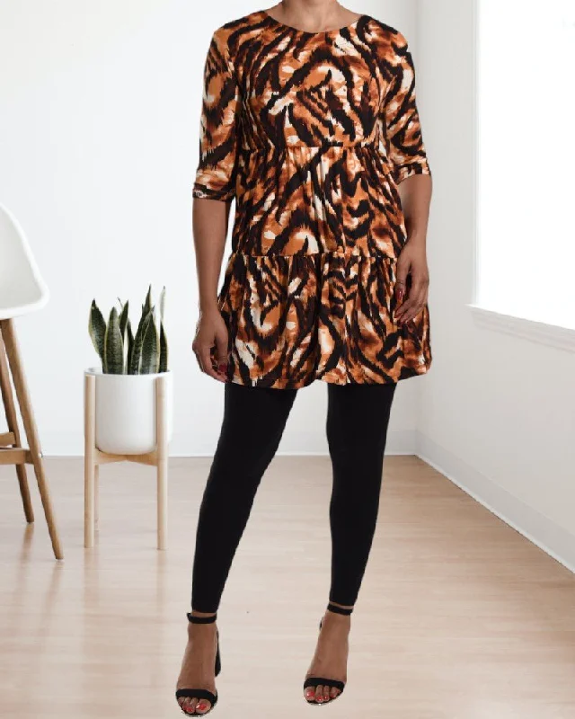 Ladies Printed Ruffle Dress Top Casual chic unclassified dresses
