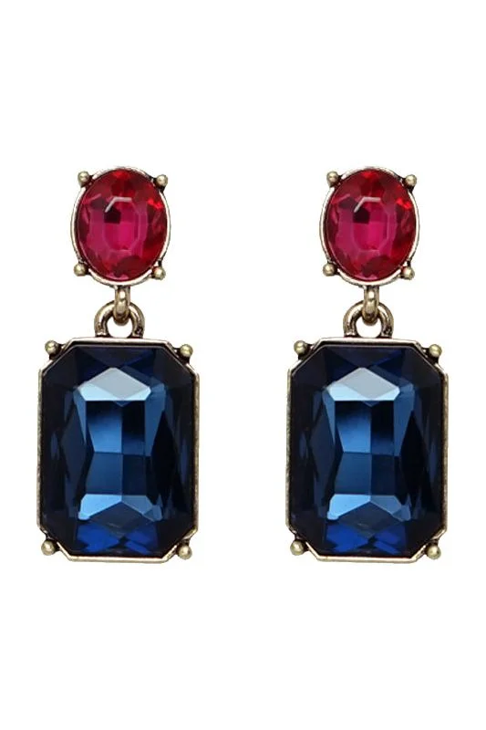 Last True Angel Oval Twin Gem Post Earring In Navy Rose Pink Long sleeve unclassified dresses