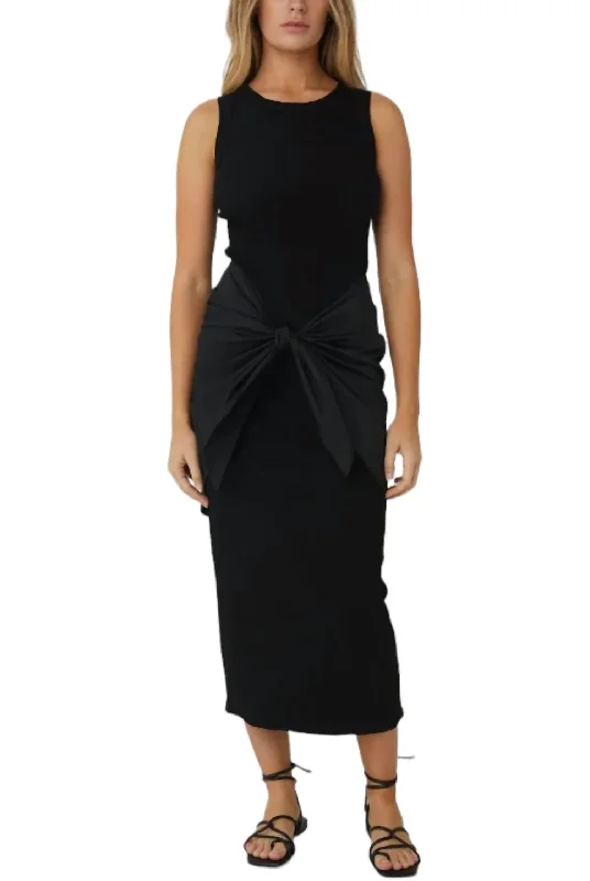 Lauren Waist Tie Dress In Black Trendy new unclassified dresses