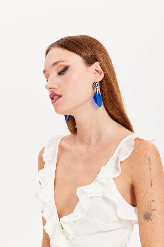 Liquorish Evil Eye Drop Style Earring With Abstract Shape Detail Boho unclassified dresses