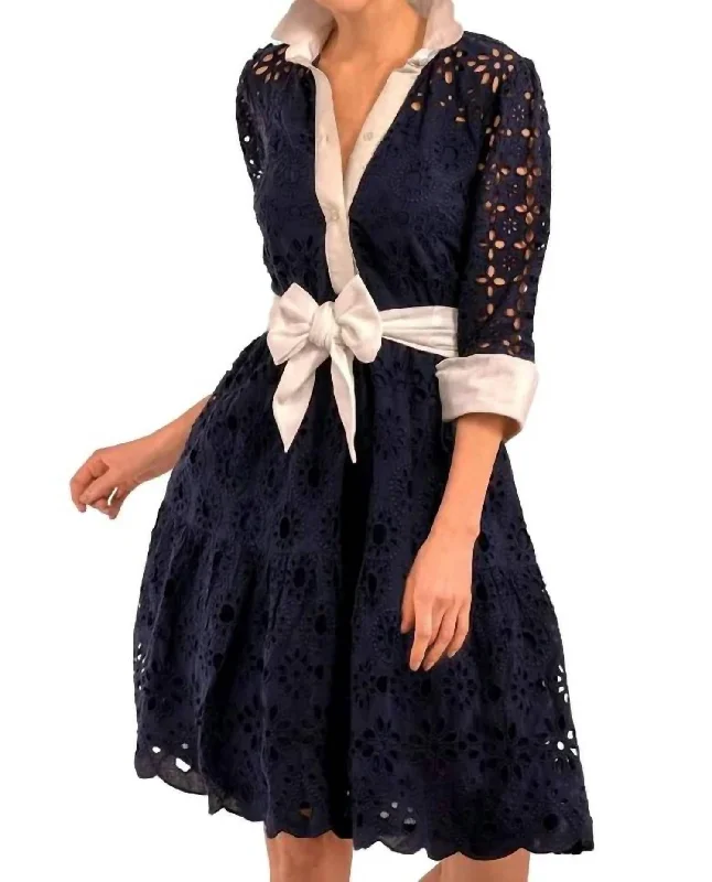 Little Bo Peep Dress In Navy Blue Velvet unclassified dresses
