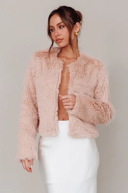 London Day Faux Fur Jacket Blush Flowy unclassified dresses