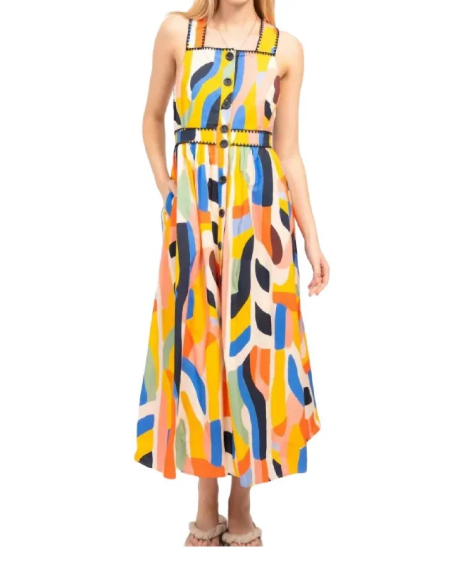 Lucy Apron Dress In Multi Print Date night unclassified dresses