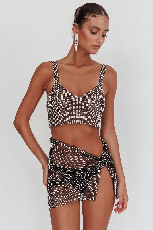 Lumina Diamante Crop Top Black Women's unclassified dresses