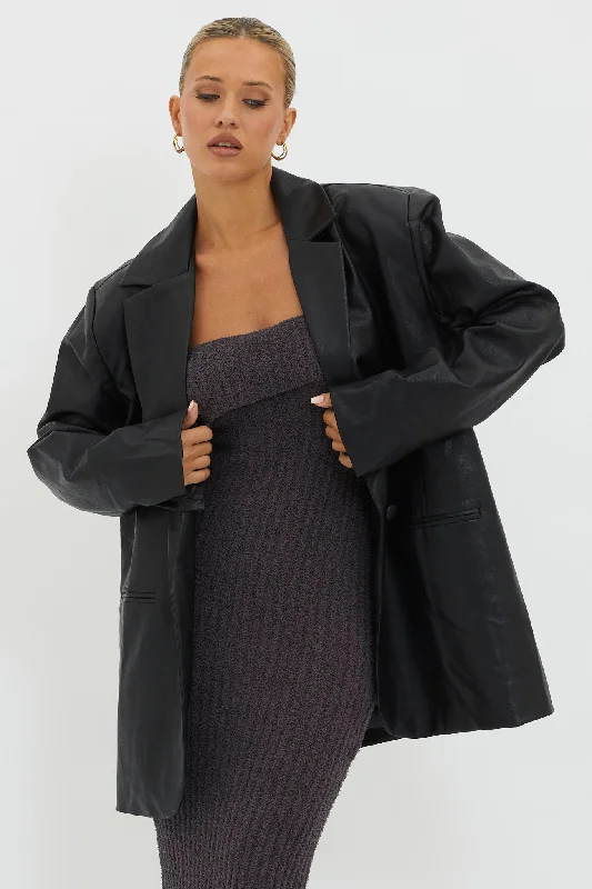 Luminate Oversized Coat Jacket Black Date night unclassified dresses