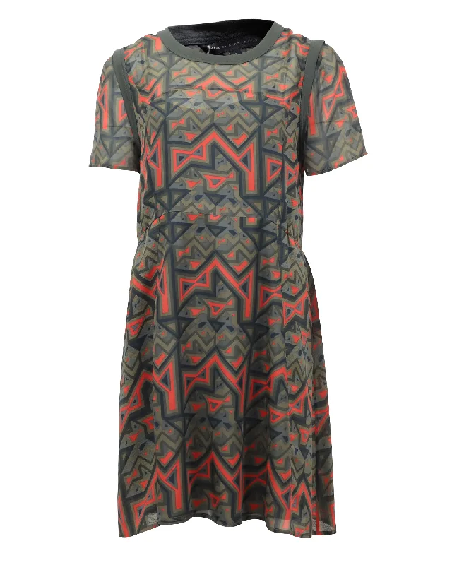 Marc by Marc Jacobs Geo-Maze A-Line Dress in Multicolor Silk A-line unclassified dresses