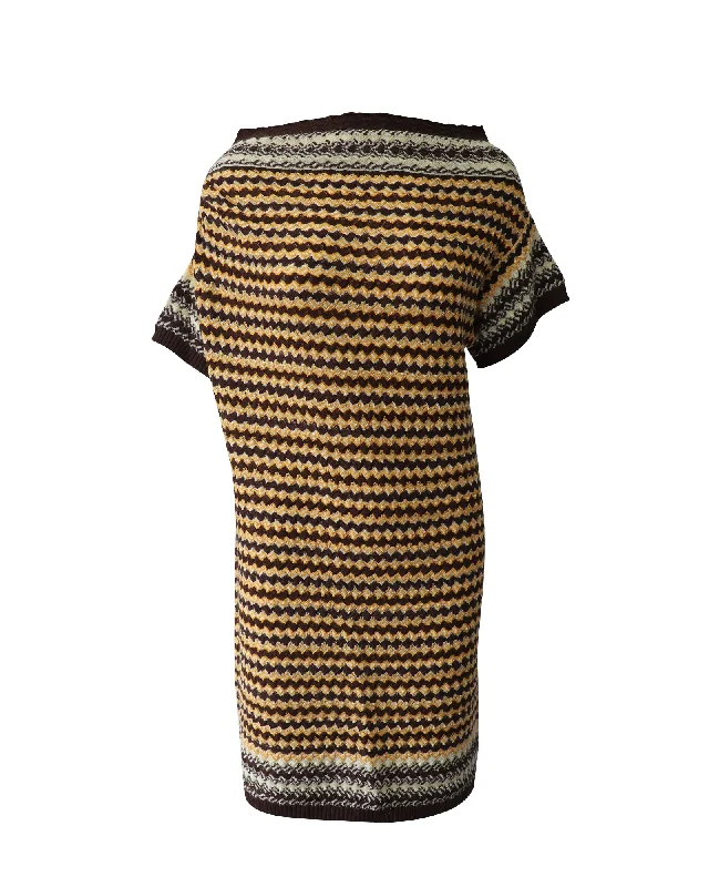 Missoni Patterned Knit Off Shoulder Dress in Multicolor Wool Graduation unclassified dresses