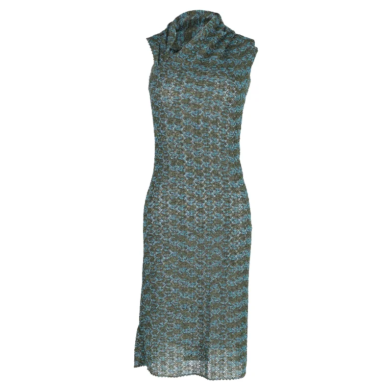 Missoni Sleeveless Asymmetric Neckline in Teal Wool Corset unclassified dresses