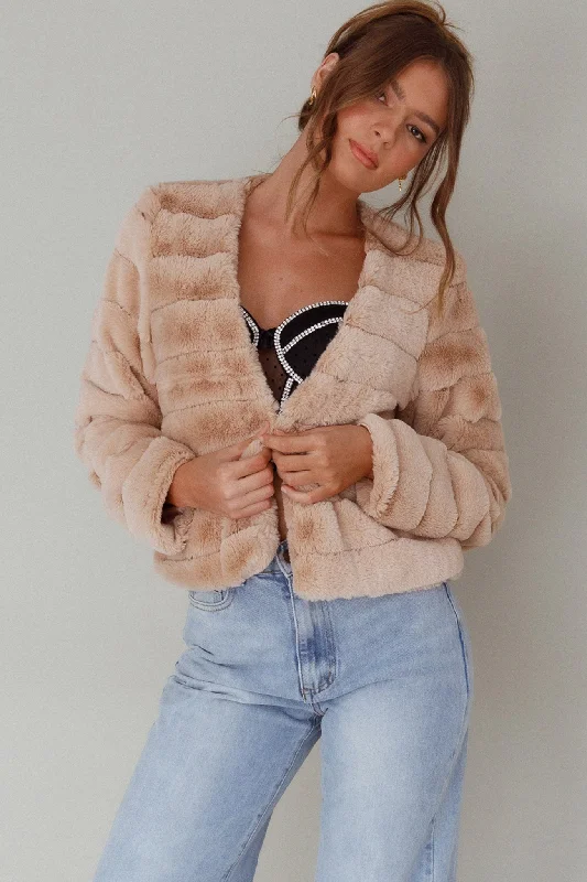 Montana Faux Fur Jacket Camel Anniversary unclassified dresses