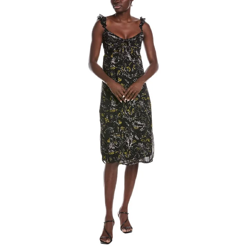 Moonflower Tie Front Dress In Black Multi Designer unclassified dresses