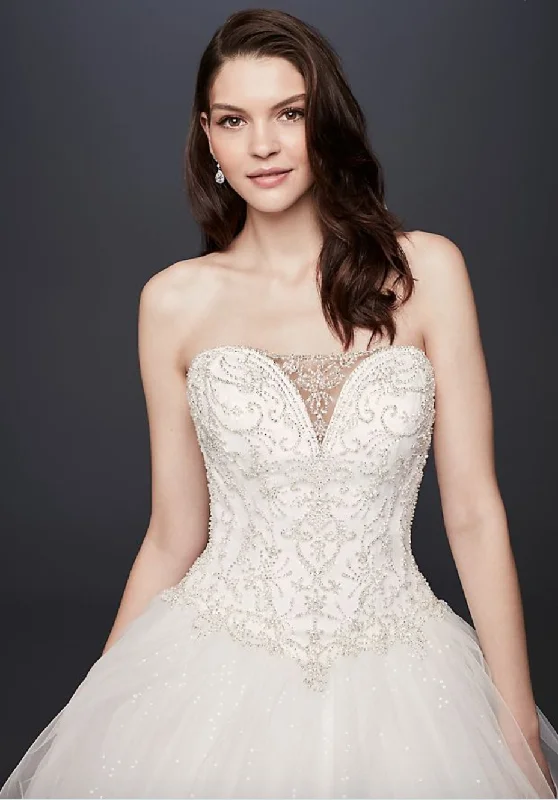 David's Bridal Petite Beaded Illusion Bodice - 7V3849 Satin unclassified dresses