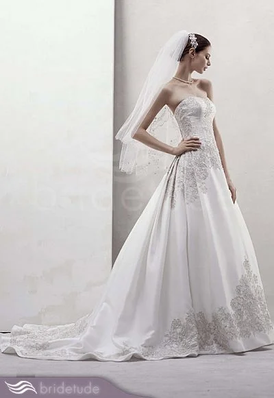 Oleg Cassini CWG436 Mikado style strapless beaded ivory Wedding guest unclassified dresses
