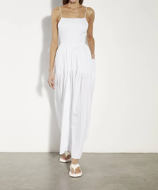 Open Back Tiered Dress In White Backless unclassified dresses