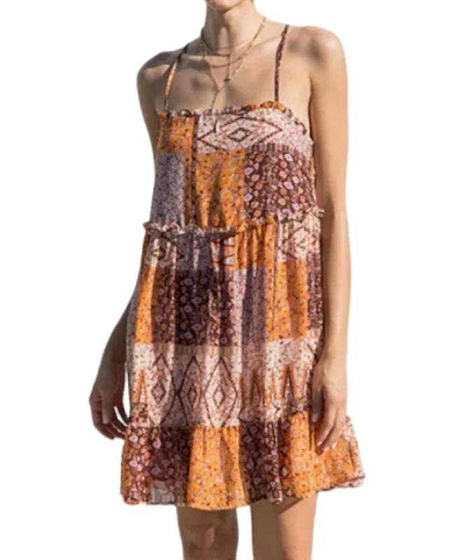 Patchwork Dress In Multicolor Earthy tone unclassified dresses