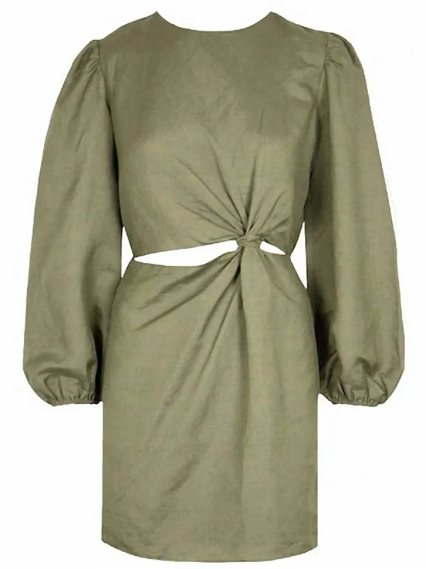 Pilar Knot Dress In Olive Party unclassified dresses