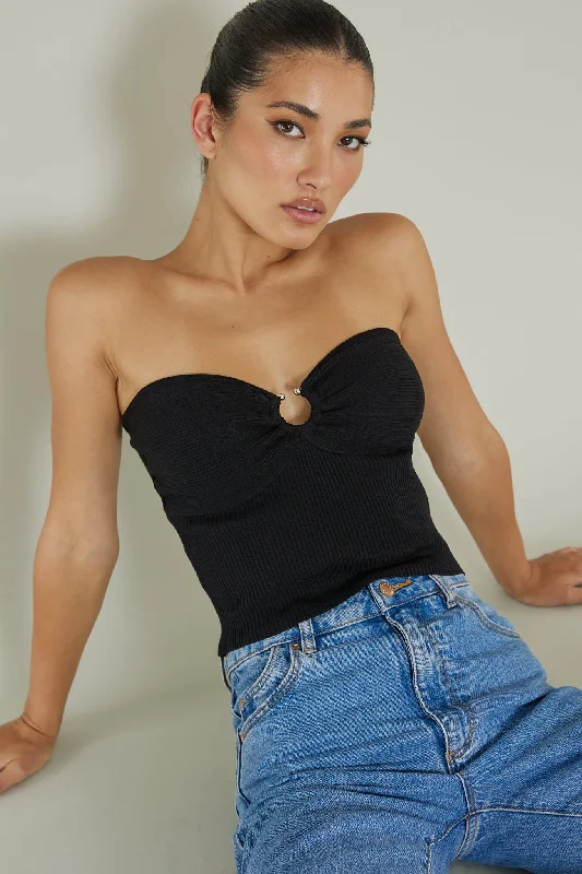 Real Talk Sweetheart Neckline Top Black Discounted unclassified dresses