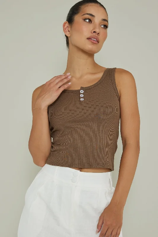 Recess Thick Strap Ribbed Top Brown Wedding guest unclassified dresses