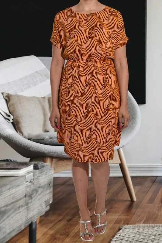 Mustard Printed Tunic Dress Wrap unclassified dresses