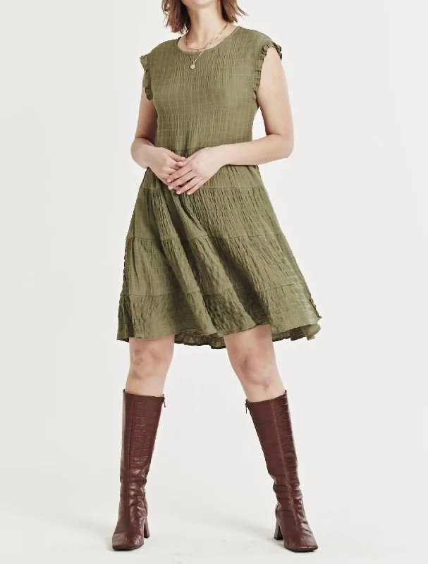 Sadie Tiered Dress In S. Leaf Earthy tone unclassified dresses