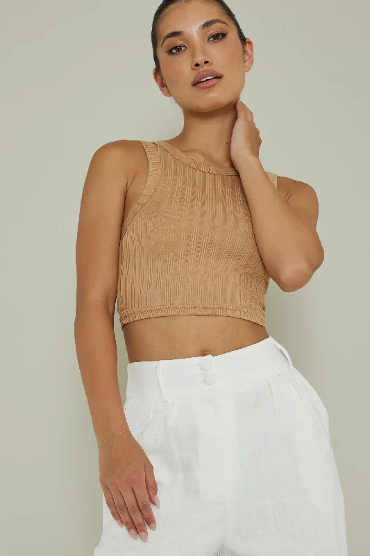 Seeker Ribbed Crop Top Chocolate Designer unclassified dresses