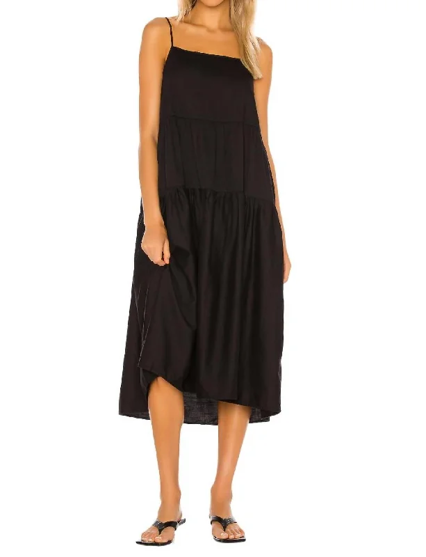 Strappy Tiered Dress In Black Bodycon unclassified dresses