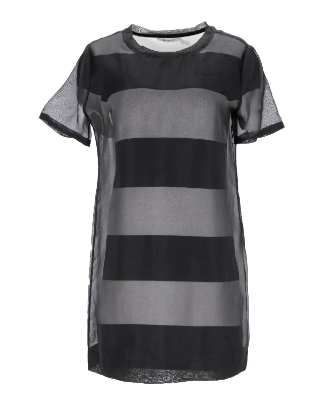 T by Alexander Wang Shift Dress in Black Silk Ruffled unclassified dresses