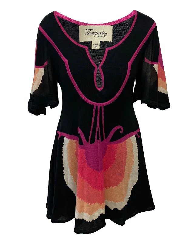 Temperley London Knitted Flared Dress in Multicolor Silk Off-shoulder unclassified dresses