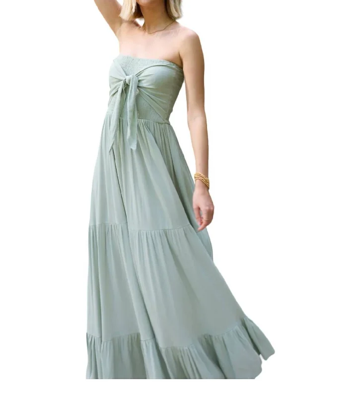 Tie Front Strapless Dress In Aloe Green Wedding guest unclassified dresses