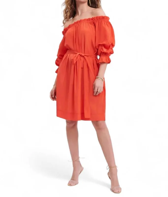 Tulum Ruffle Dress In Orange Spring unclassified dresses