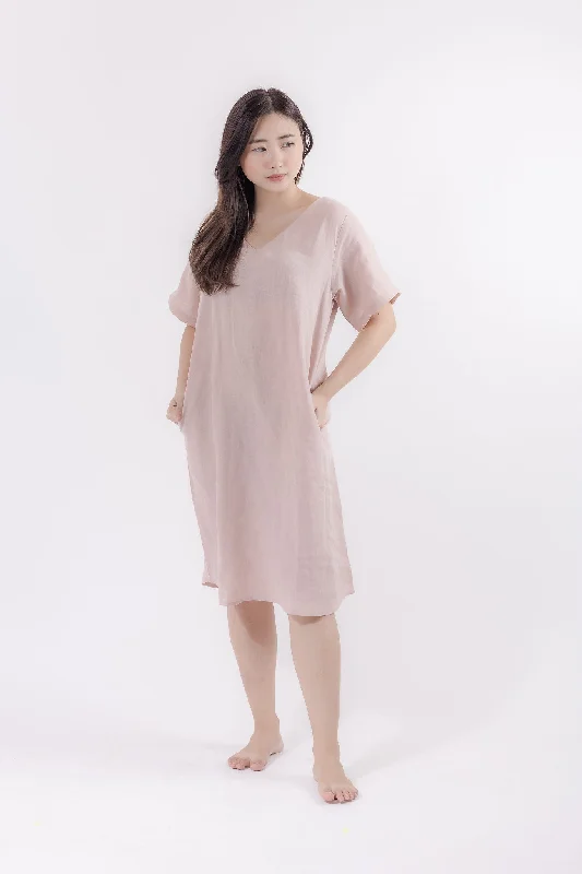 V-Neck Lounge Dress in Dusty Pink Minimalist unclassified dresses