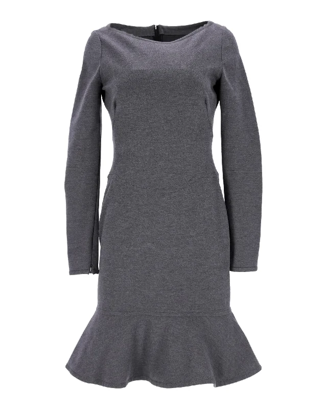 Valentino Flared Hem Dress in Grey Wool Popular unclassified dresses