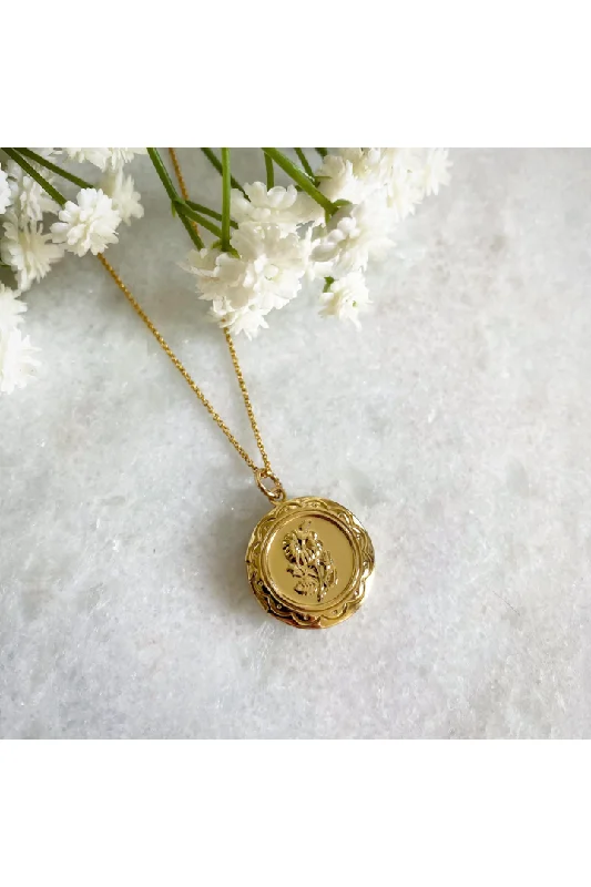 Wisteria London Maria Gold Flower Locket Polka dot unclassified dresses