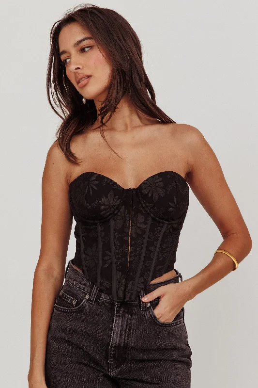 Ziah Hook & Eye Corset Top Black Festival unclassified dresses
